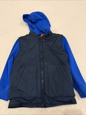 Old Navy Blue Hoodie with Black Puffer Vest